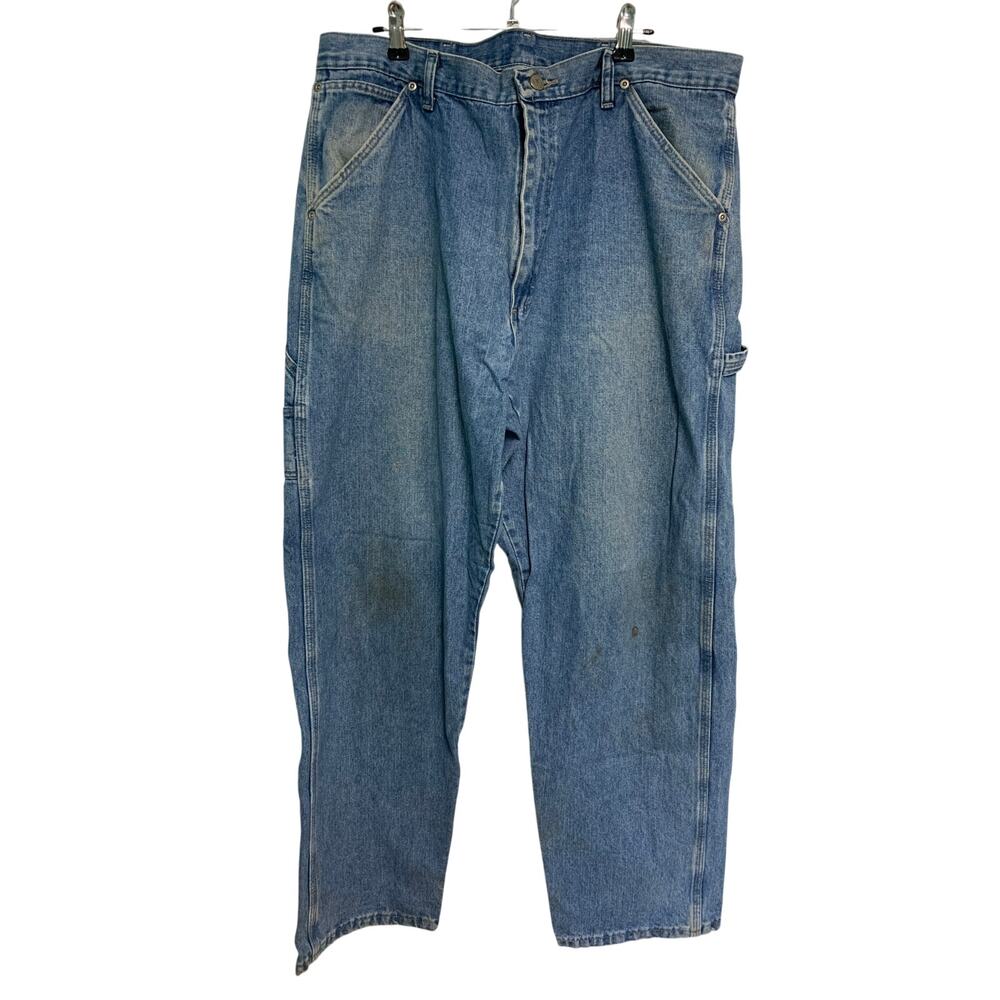 Wrangler Vintage Men's Light Wash Cargo Cotton Relaxed Jeans Size 36 x 32